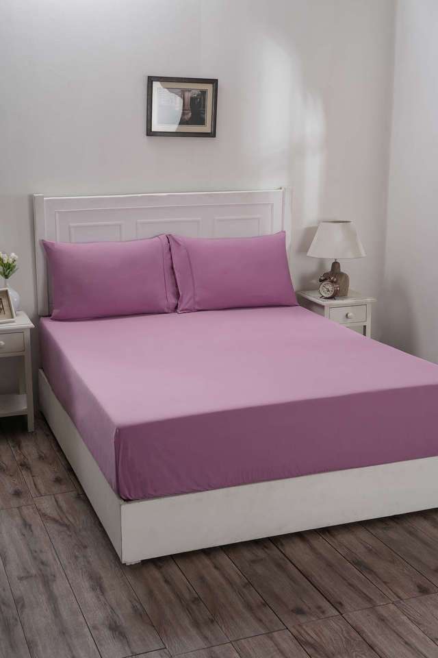 Colorart-Eden-144-TC-Cotton-Solid-Heather-Rose-Single-Fitted-Sheet-With-1-Pillow-Cover