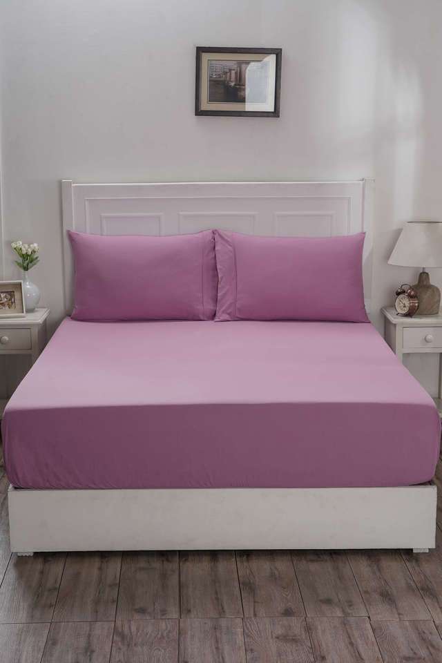 Colorart-Eden-144-TC-Cotton-Solid-Heather-Rose-Single-Fitted-Sheet-With-1-Pillow-Cover