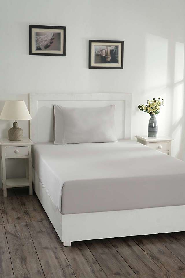 Colorart-Eden-144-TC-Cotton-Solid-Alloy-Single-Bedsheet-With-1-Pillow-Cover