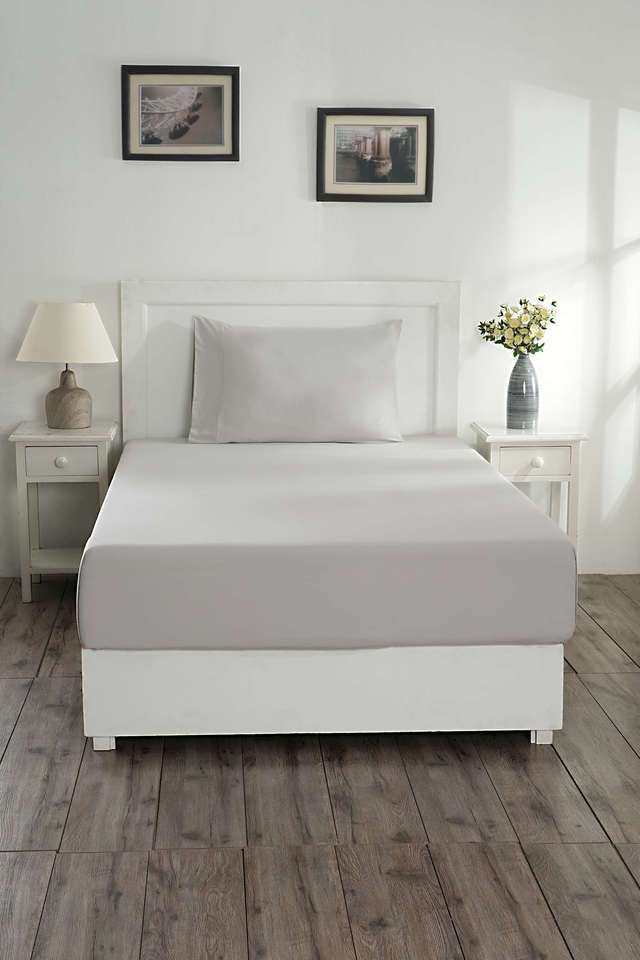 Colorart-Eden-144-TC-Cotton-Solid-Alloy-Single-Bedsheet-With-1-Pillow-Cover