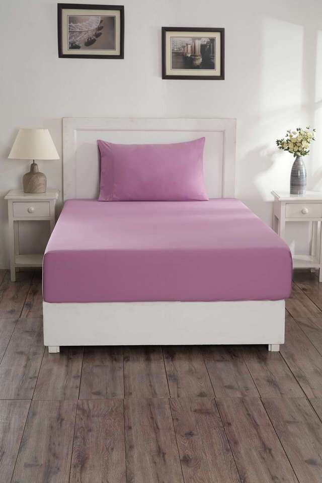 Colorart-Eden-144-TC-Cotton-Solid-Heather-Rose-Single-Bedsheet-With-1-Pillow-Cover