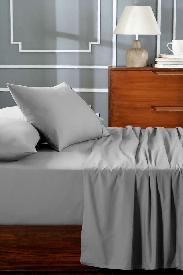 Colorart-Eden-144-TC-Cotton-Solid-Alloy-Double-Bedsheet-With-2-Pillow-Covers