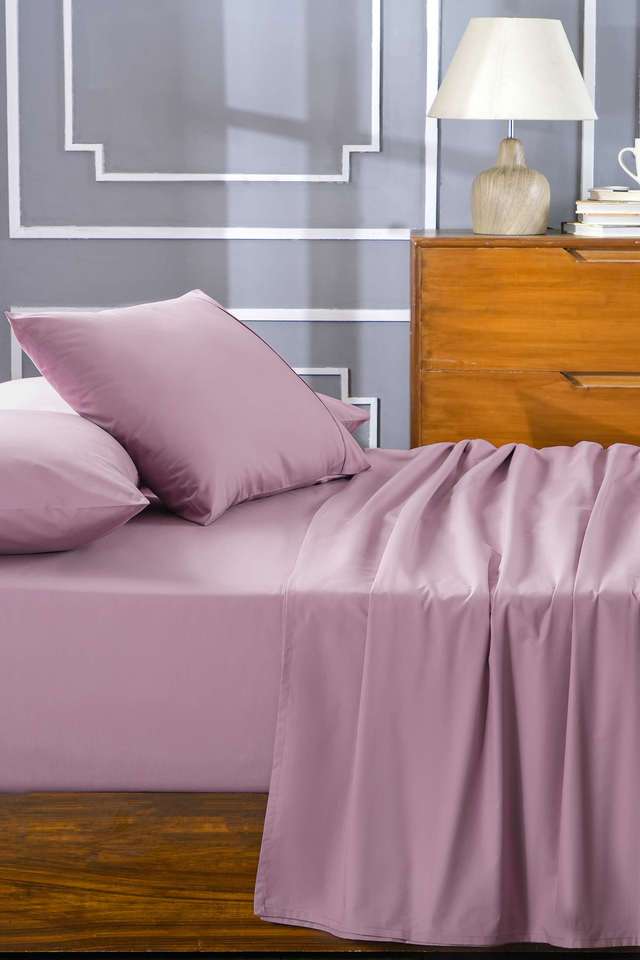 Colorart-Eden-144-TC-Cotton-Solid-Heather-Rose-Double-Bedsheet-With-2-Pillow-Covers