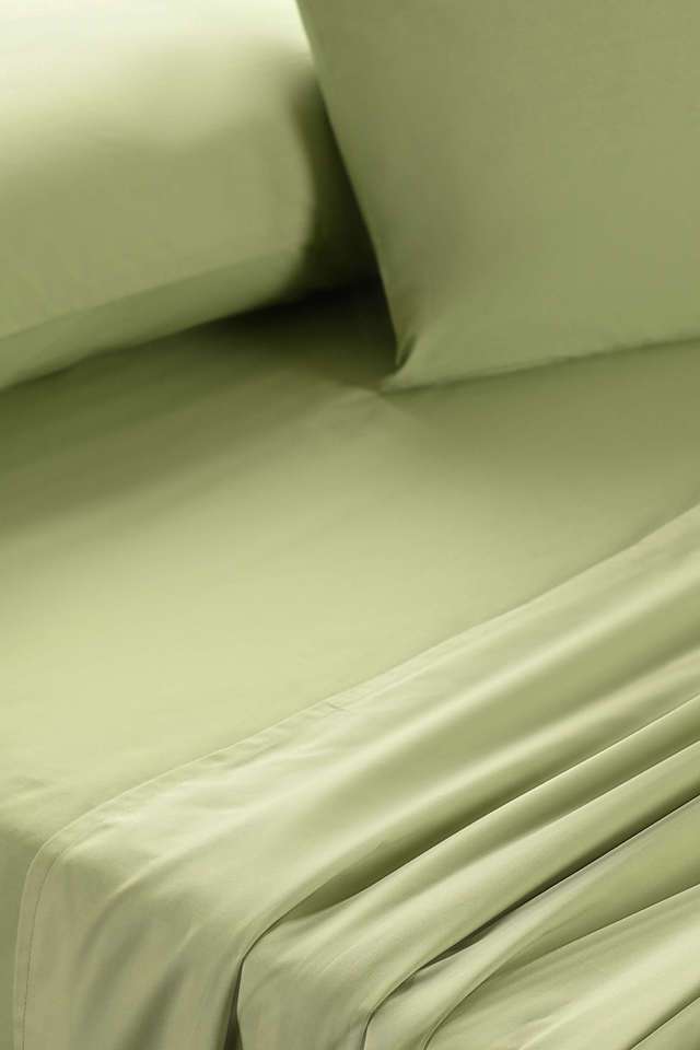 Colorart-Eden-144-TC-Cotton-Solid-Sage-Green-Double-Bedsheet-With-2-Pillow-Covers