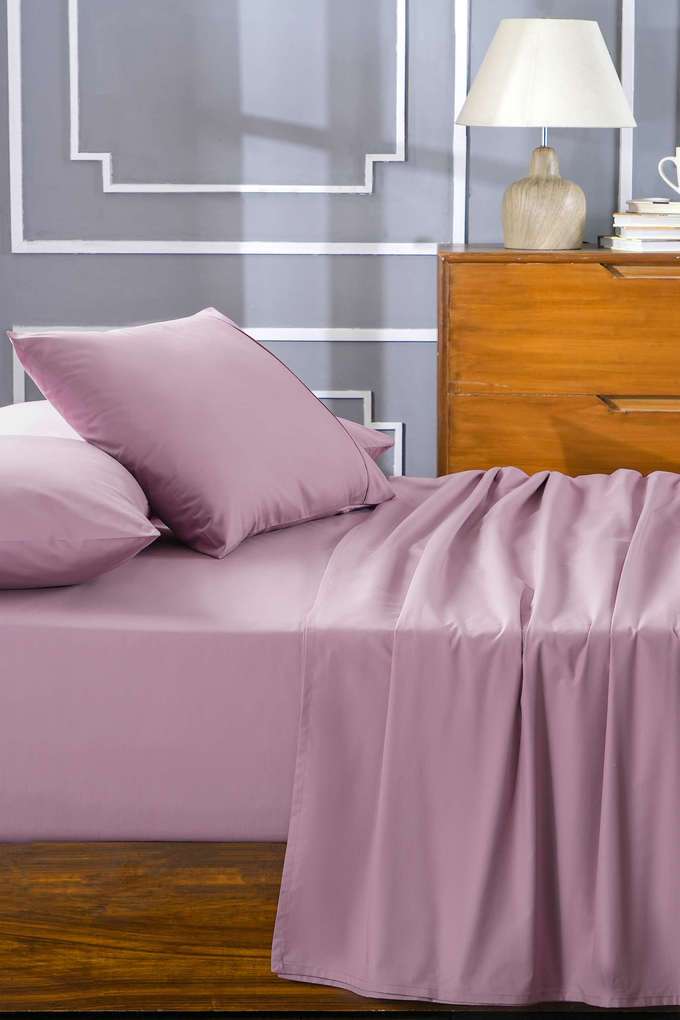 Colorart-Eden-144-TC-Cotton-Solid-Heather-Rose-King-Bedsheet-With-2-Pillow-Covers