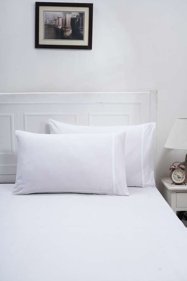 Colorart-Eden-110-GSM-Cotton-Solid-White-Standard-Pillow-Case-Set-Of-2