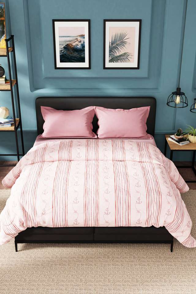 Super-Soft-100--Cotton-Fabric-Comforter-For-All-Weather---Double-(Fairwater)-Abstract-Pink/Maroon