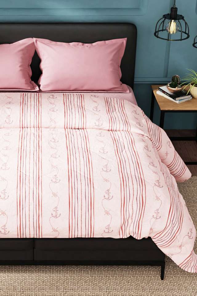 Super-Soft-100--Cotton-Fabric-Comforter-For-All-Weather---Double-(Fairwater)-Abstract-Pink/Maroon