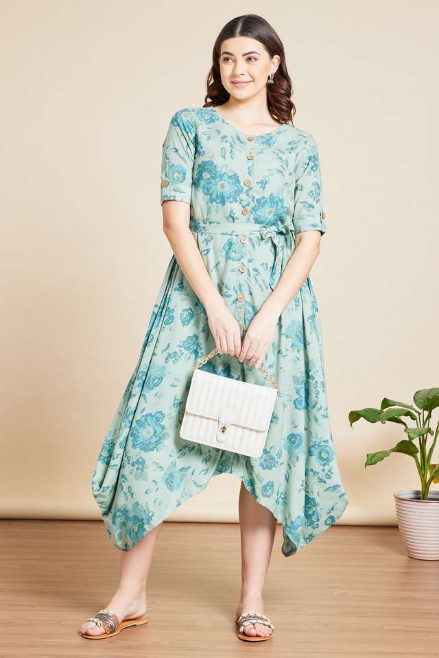 Printed-Round-Neck-Flex-Women-s-Midi-Dress