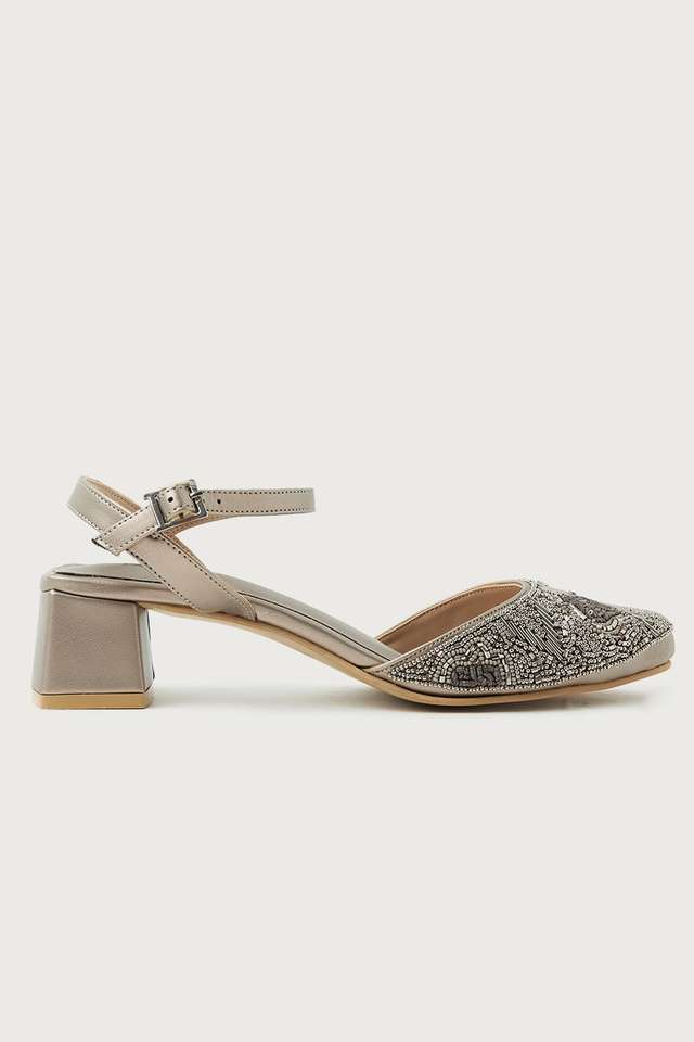 Polyurethane-Slipon-Women-s-Ethnic-Block-Heel-Mules