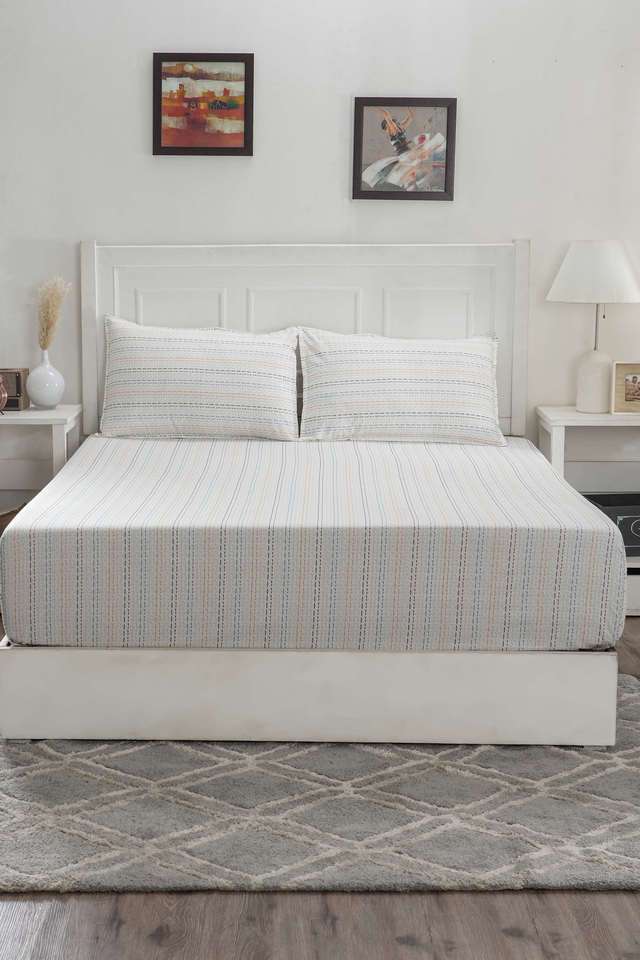 Hermosa-Optimist-Bloom-Atlair-Blue-Double-Bed-Sheet-With-Pillow-Case