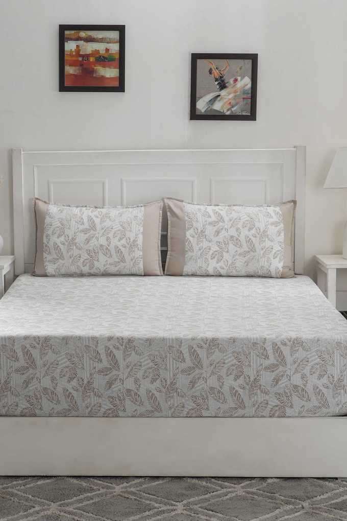 Hermosa-Optimist-Bloom-200-TC-Tropical-Texture-Neutral-Double-Bed-Sheet-With-2-Pillow-Covers