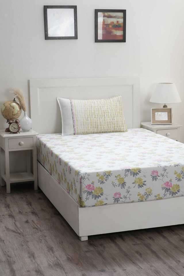 Hermosa-Optimist-Bloom-300-TC-Isidora-Yellow-Single-Bed-Sheet-With-1-Pillow-Cover