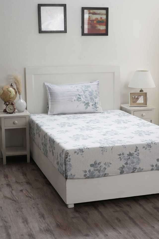 Hermosa-Optimist-Bloom-300-TC-Clarice-Blue-Single-Bed-Sheet-With-1-Pillow-Cover