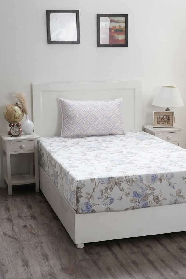 Hermosa-Optimist-Bloom-300-TC-Roseen-Blue-Single-Bed-Sheet-With-1-Pillow-Cover