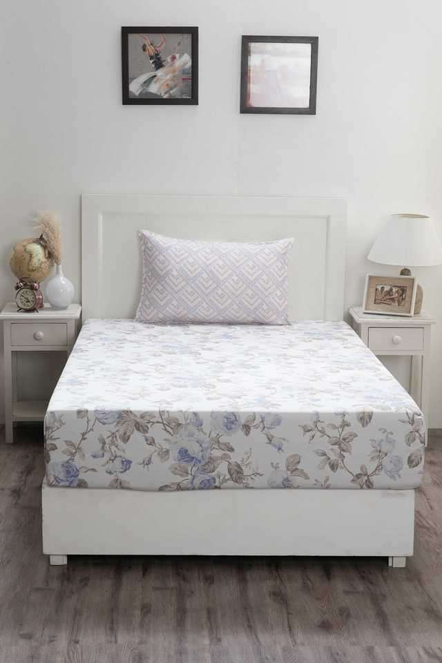 Hermosa-Optimist-Bloom-300-TC-Roseen-Blue-Single-Bed-Sheet-With-1-Pillow-Cover