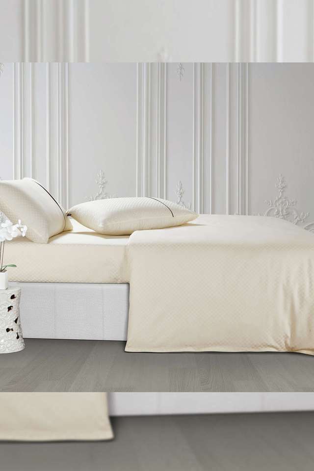 Oxford-100--Cotton-400-Thread-Count-Geometric-Pattern-King-Size-Double-Bed-Zipper-Duvet -Off-White