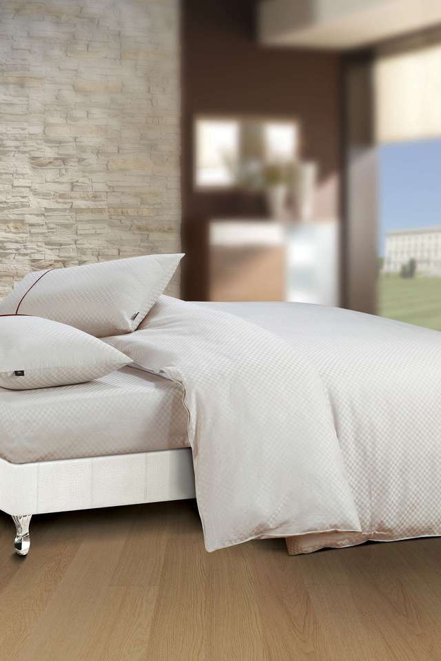 Oxford-100--Cotton-400-Thread-Count-2-Pc-Throw-Pillows-Insert -Geometric-Pattern-Pillow-Covers---Champagne