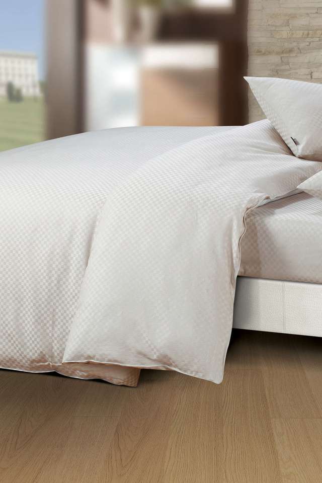 Oxford-100--Cotton-400-Thread-Count-2-Pc-Throw-Pillows-Insert -Geometric-Pattern-Pillow-Covers---Champagne