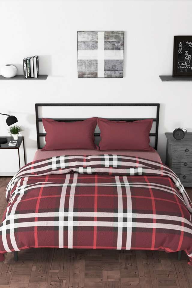 100--Premium-Cotton-Fabric-Comforter-For-All-Weather---Double-(Pacific-Coast)-Checks-Red