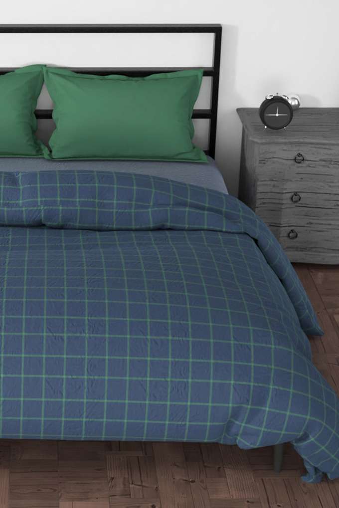 100--Premium-Cotton-Fabric-Comforter-For-All-Weather---Double-(Pacific-Coast)-Checks-Blue/Green