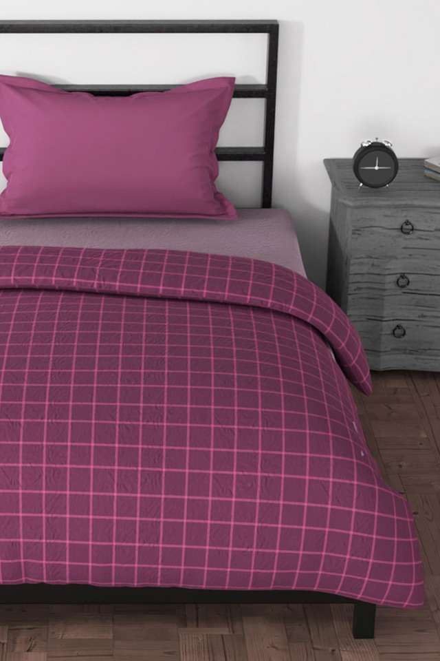 100--Premium-Cotton-Fabric-Comforter-For-All-Weather---Single-(Pacific-Coast)-Checks-Maroon/Pink