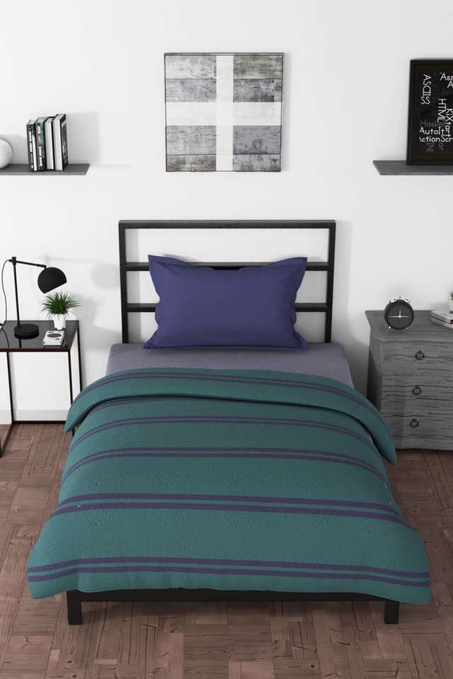 100--Premium-Cotton-Fabric-Comforter-For-All-Weather---Single-(Pacific-Coast)-Stripe-Green/Blue