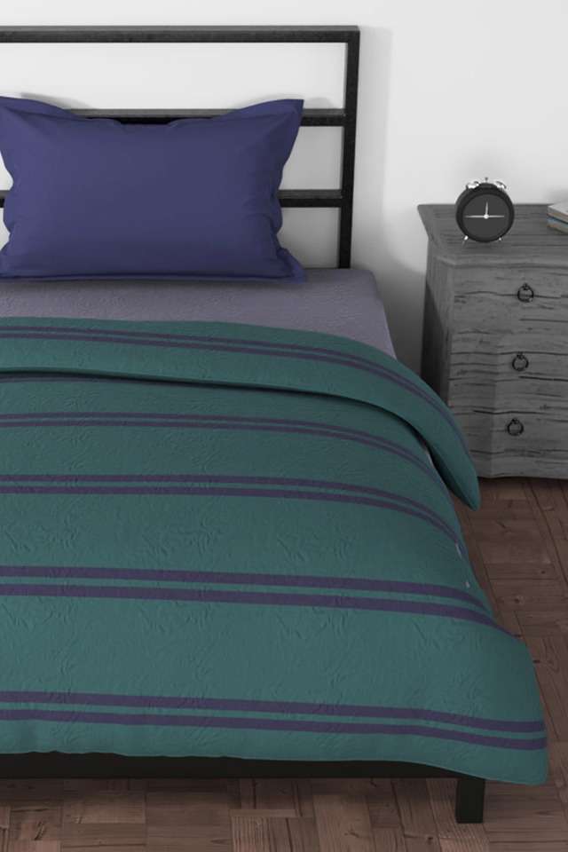 100--Premium-Cotton-Fabric-Comforter-For-All-Weather---Single-(Pacific-Coast)-Stripe-Green/Blue