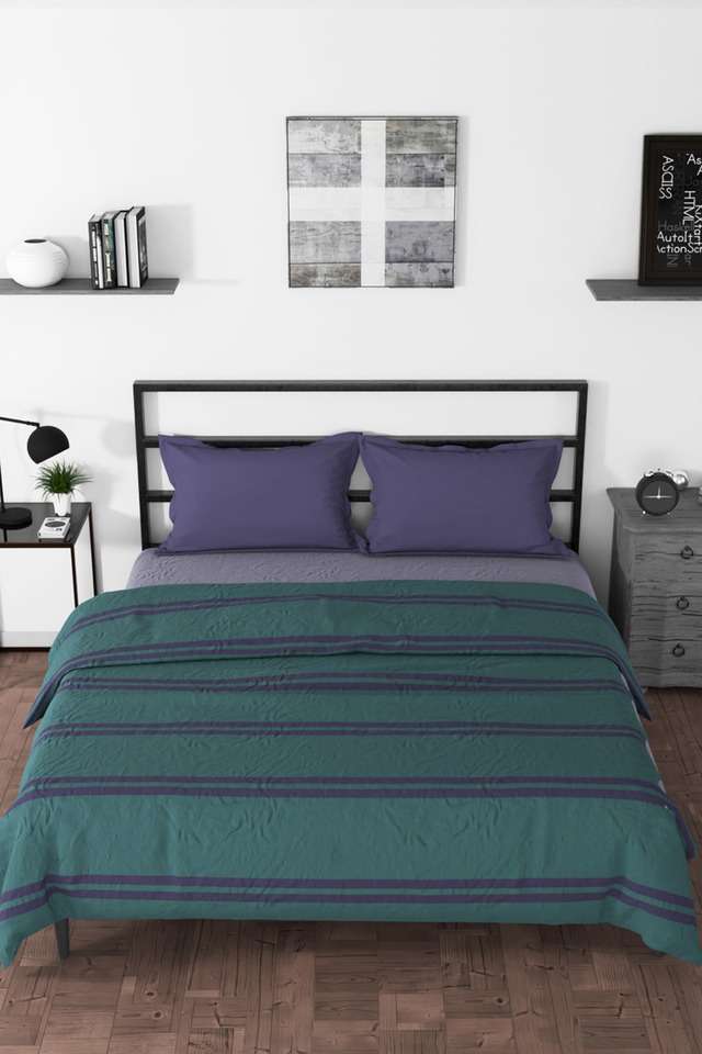 100--Premium-Cotton-Blanket-With-Pure-Cotton-Flannel-Filling---Double-Size-(Pacific-Coast)-Stripe-Green/Blue