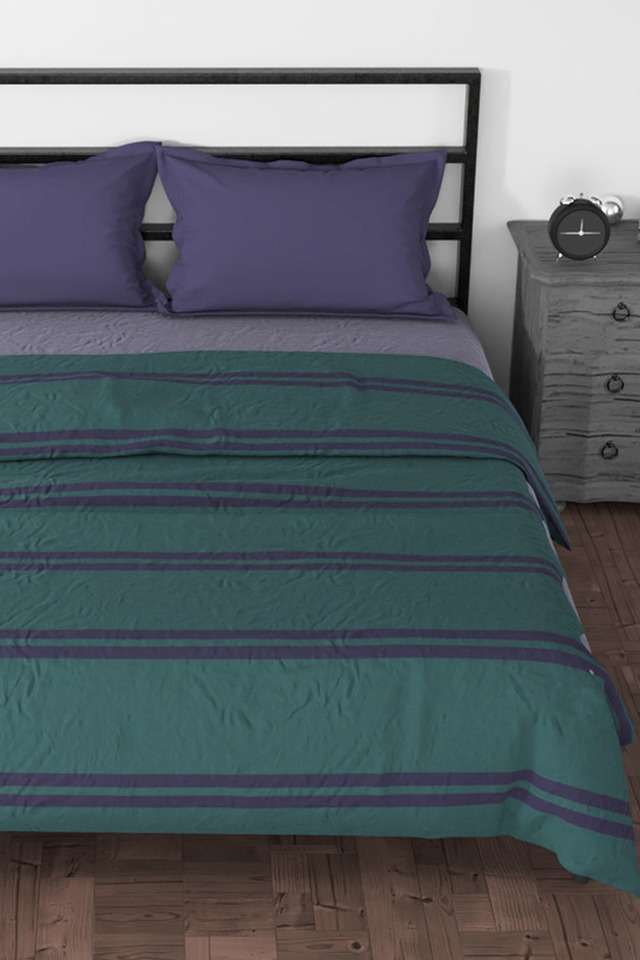 100--Premium-Cotton-Blanket-With-Pure-Cotton-Flannel-Filling---Double-Size-(Pacific-Coast)-Stripe-Green/Blue