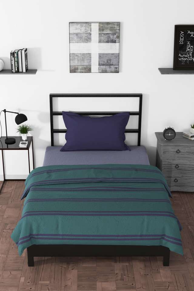 100--Premium-Cotton-Blanket-With-Pure-Cotton-Flannel-Filling---Single-Size-(Pacific-Coast)-Stripe-Green/Blue