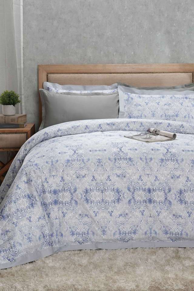 PBS-Refined-Retro-Baroque-400-TC-Cotton-Print-Blue-King-Duvet-Cover-With-2-Pillow-Case