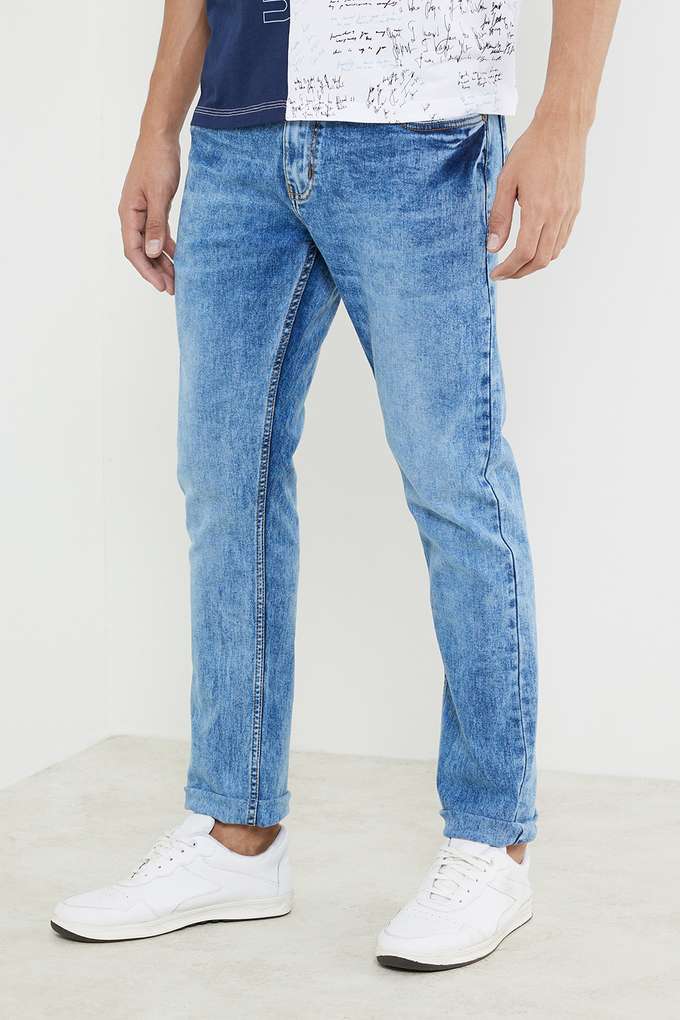 Mid-Wash-Cotton-Lycra-Tapered-Fit-Men-s-Jeans