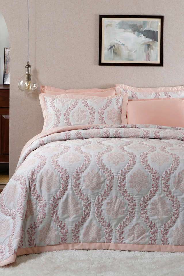 Vintage-Tranquil-Essence-Lawn-Leaflet-145-GSM-Cotton-Quilted-Peach-Double-Quilt