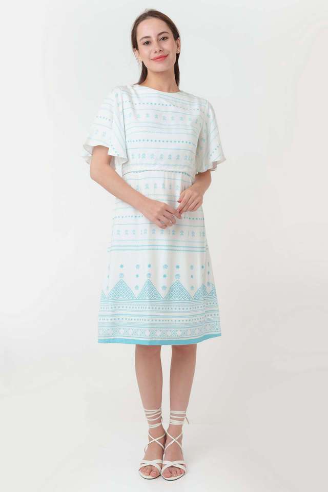 zink london Printed Round Neck Viscose Women's Mini Dress-picture-16