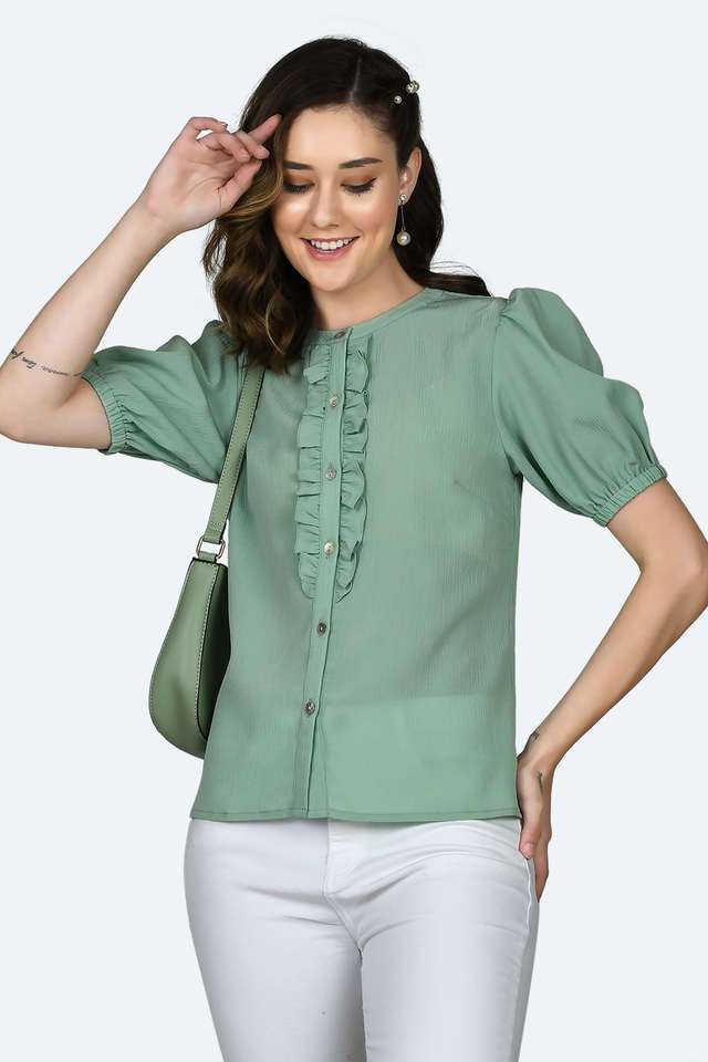 zink london Solid Polyester Round Neck Women Top-picture-40