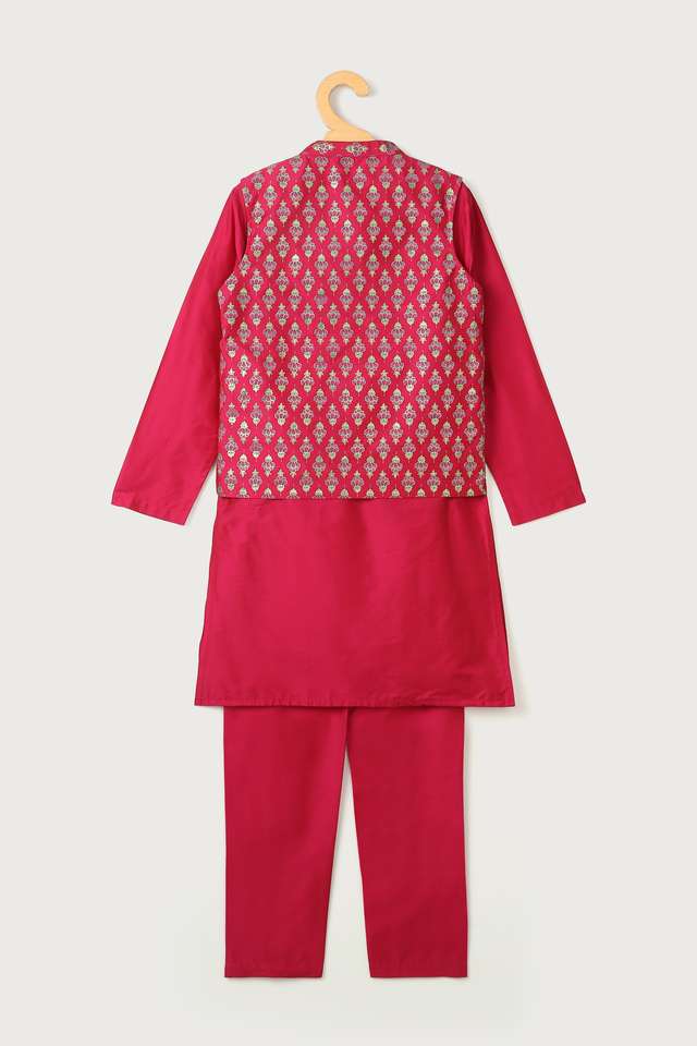 Printed-Blended-Regular-Fit-Boys-Kurta-Pyjama-Jacket-Set