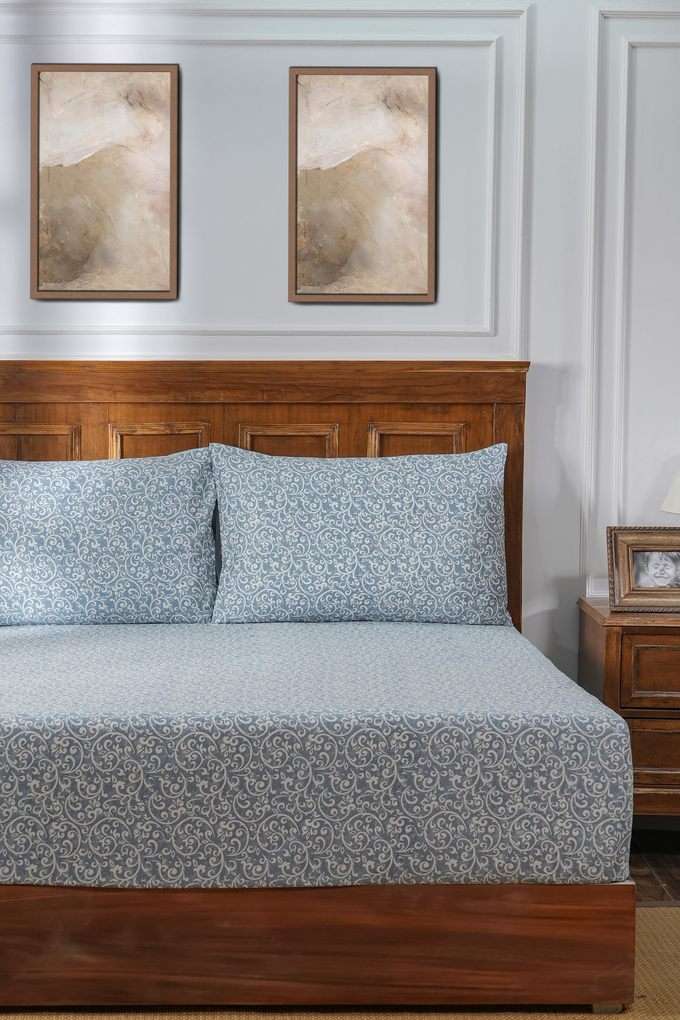 Visual-Treat-King-Blue-Bed-Sheet-with-Pillow-Case