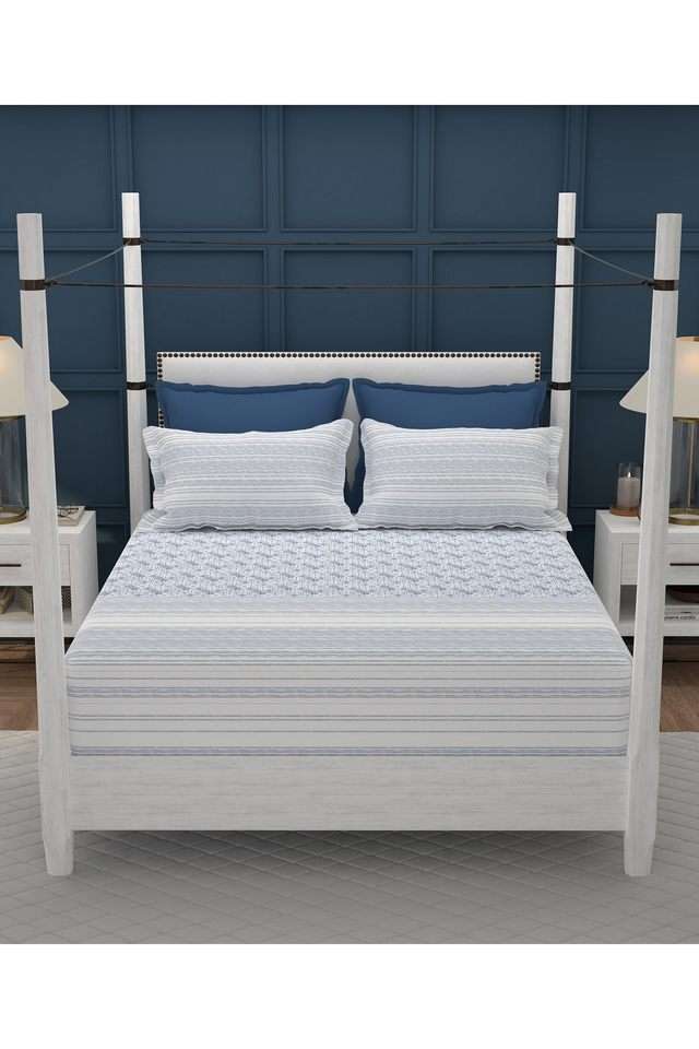 Classic-Mood-Indigo-144-TC-Cotton-1-Bedsheet-with-2-Pillow-Covers