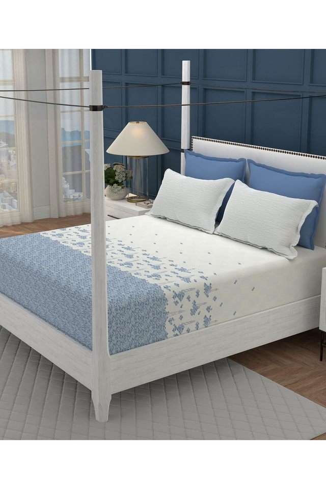 Classic-Mood-Indigo-144-TC-Cotton-1-Bedsheet-with-2-Pillow-Covers