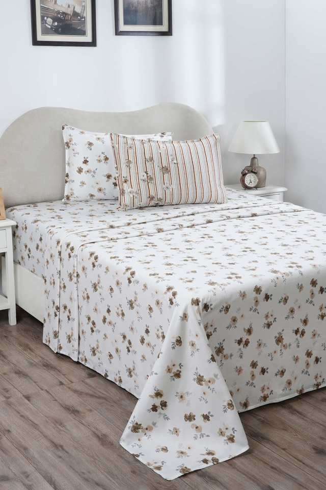 Eclectic-Garden-Ellen-Brown-Double-Bed-Sheet-with-Pillow-Case