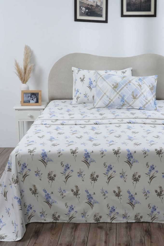 Eclectic-Garden-Maeve-Blue-Double-Bed-Sheet-with-Pillow-Case