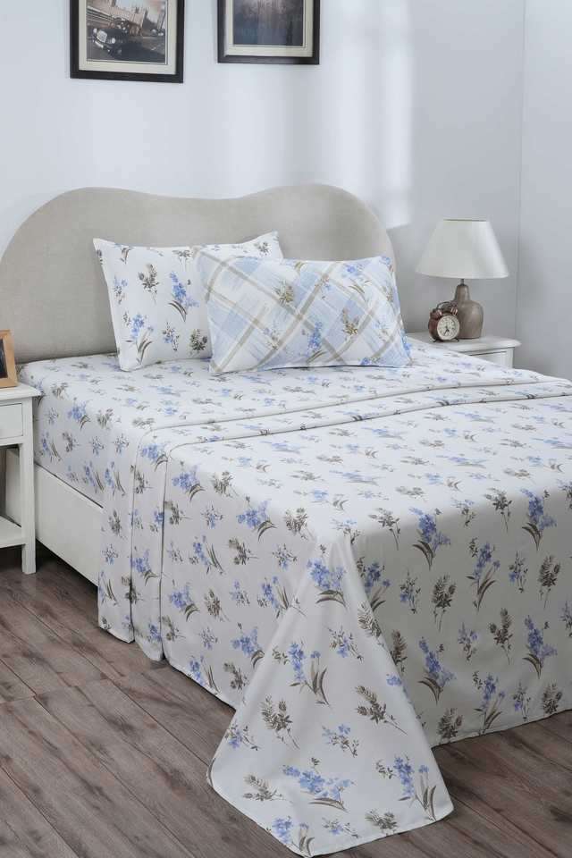 Eclectic-Garden-Maeve-Blue-King-Bed-Sheet-with-Pillow-Case