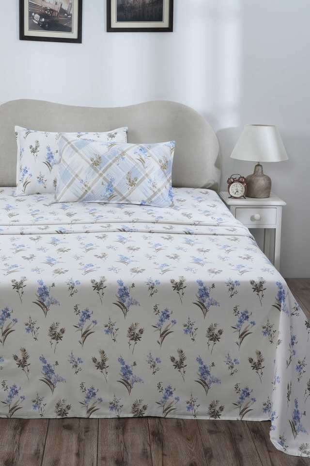 Eclectic-Garden-Maeve-Blue-King-Bed-Sheet-with-Pillow-Case
