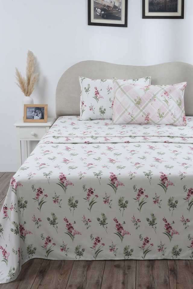 Eclectic-Garden-Maeve-Red-Double-Bed-Sheet-with-Pillow-Case