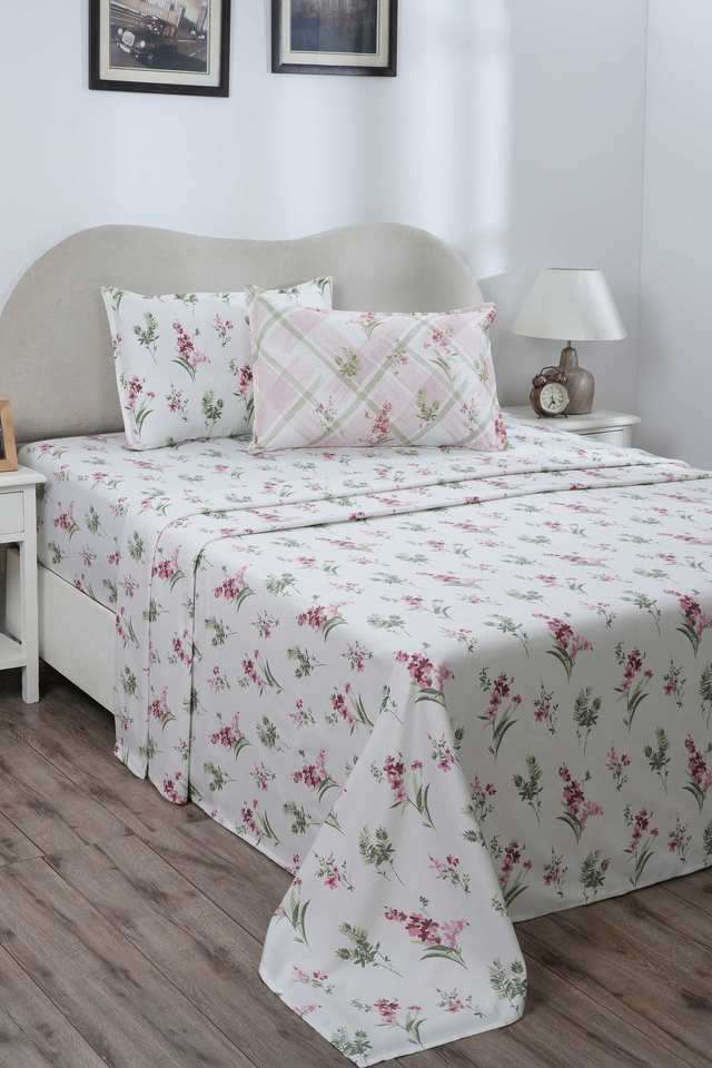 Eclectic-Garden-Maeve-Red-King-Bed-Sheet-with-Pillow-Case