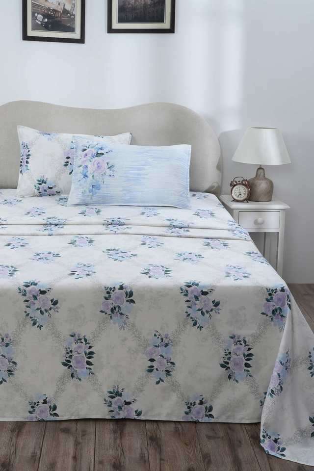 Eclectic-Garden-Arielle-Blue-Double-Bed-Sheet-with-Pillow-Case
