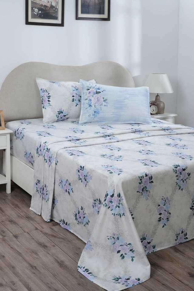 Eclectic-Garden-Arielle-Blue-King-Bed-Sheet-with-Pillow-Case