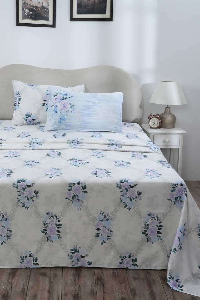 Eclectic-Garden-Arielle-Blue-King-Bed-Sheet-with-Pillow-Case