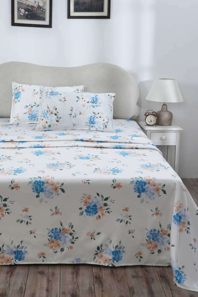 Eclectic-Garden-Gabriella-Blue-Double-Bed-Sheet-with-Pillow-Case